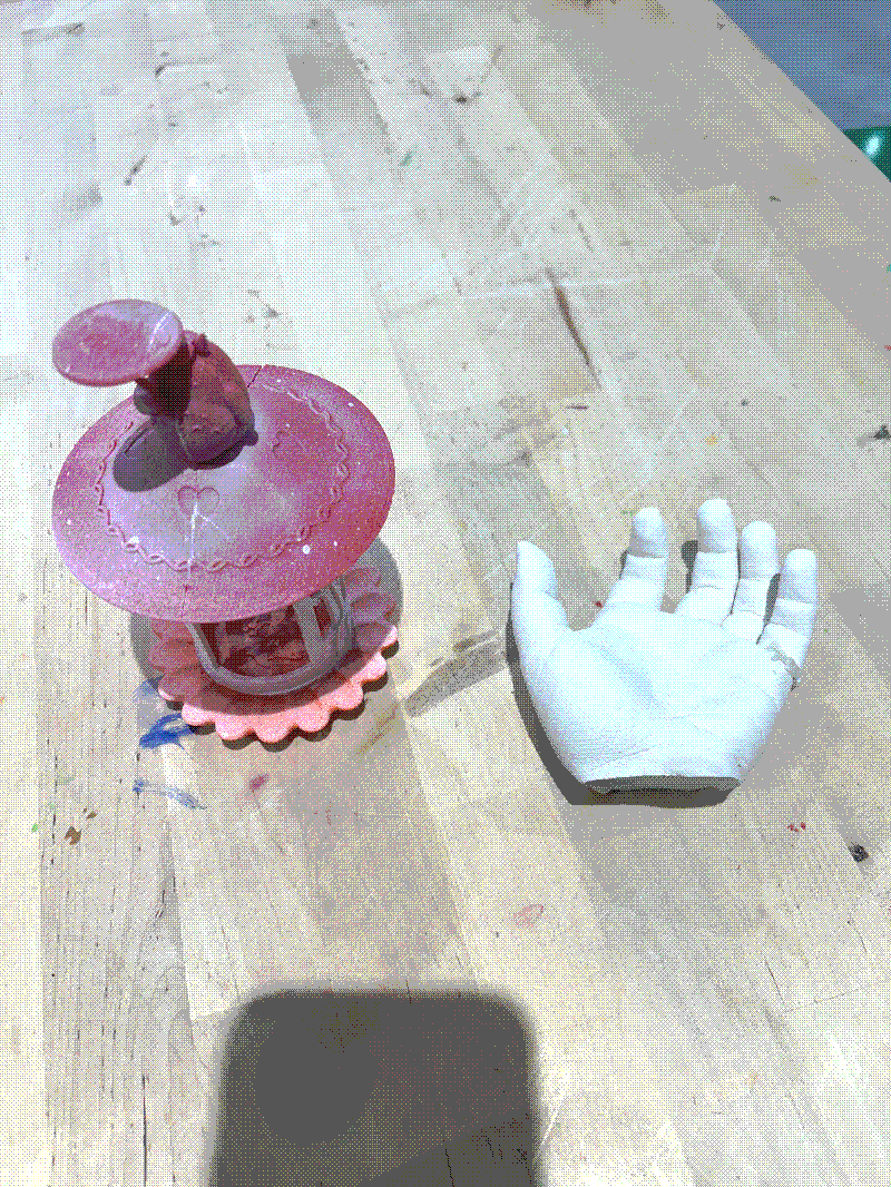 3D printed lantern lid and body, and casted hand, all are unpainted